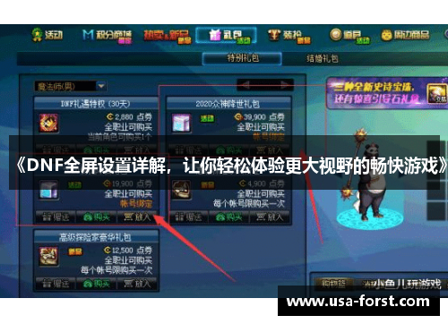 《DNF全屏设置详解，让你轻松体验更大视野的畅快游戏》